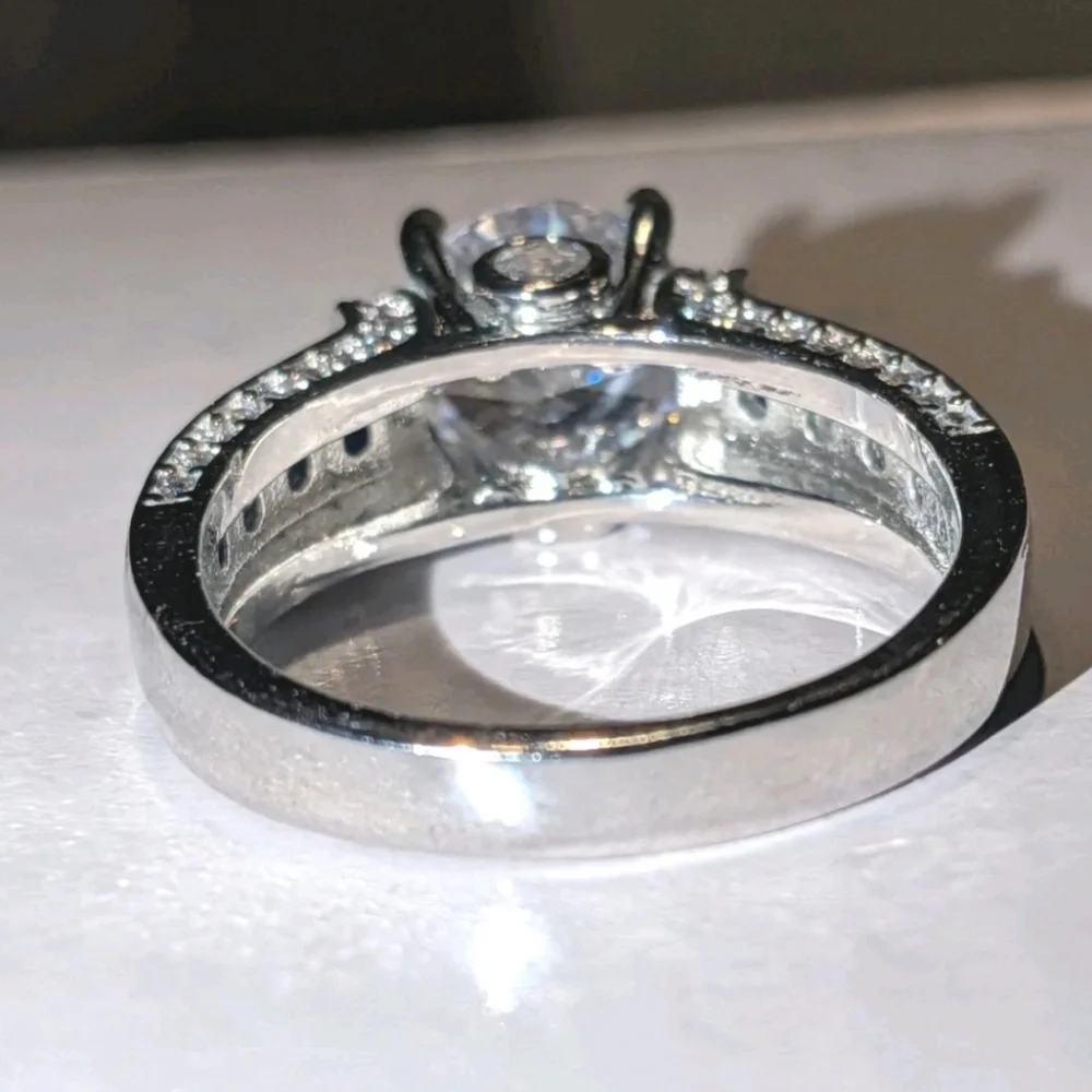 3Ct Round Cut Lab Created Diamond Sapphire Engagement Ring 14K White Gold Plated